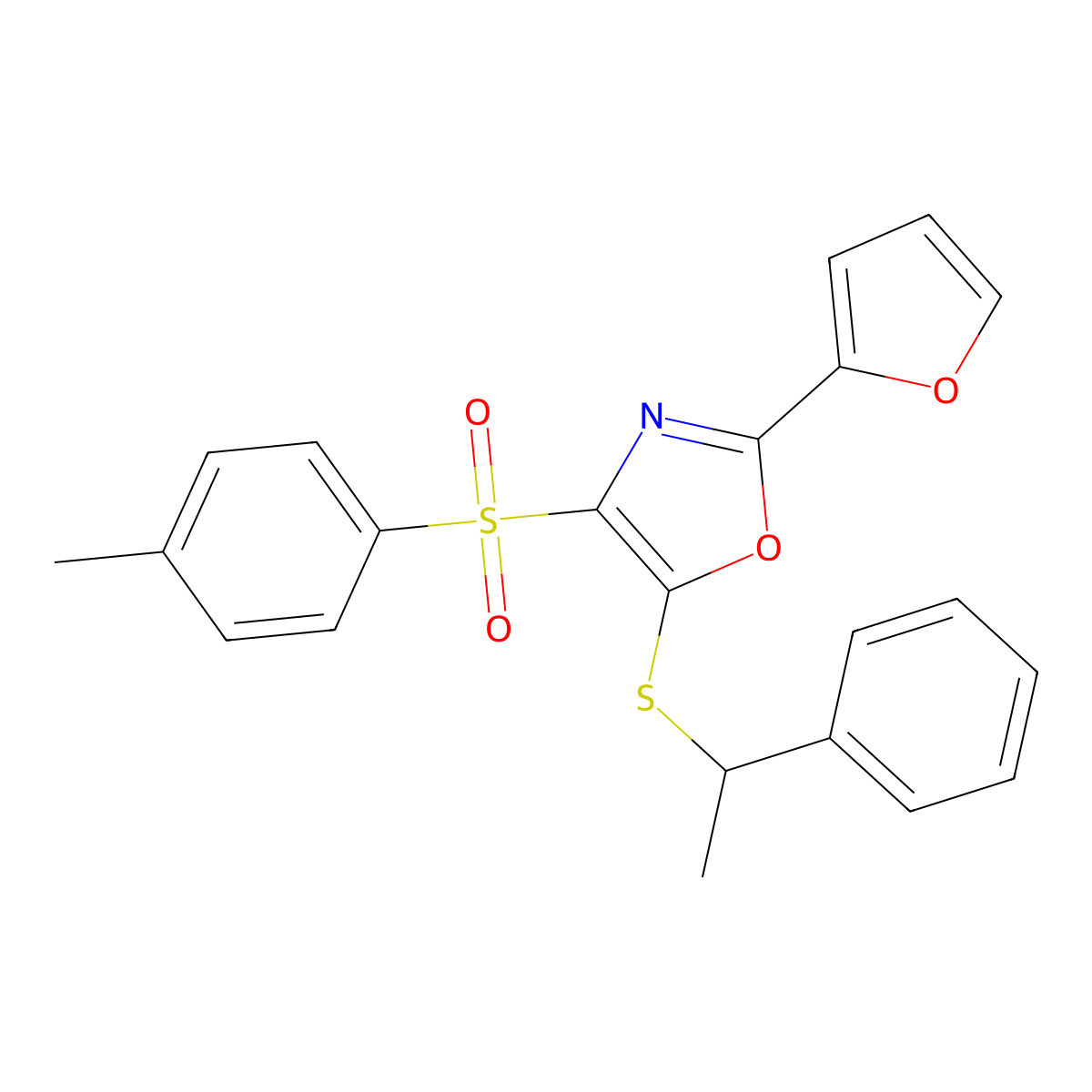 2-(Furan-2-yl)-4-(4-methylbenzenesulfonyl)-5-[(1-phenylethyl)sulfanyl]-1,3-oxazole molecular structure, CAS 686737-73-5