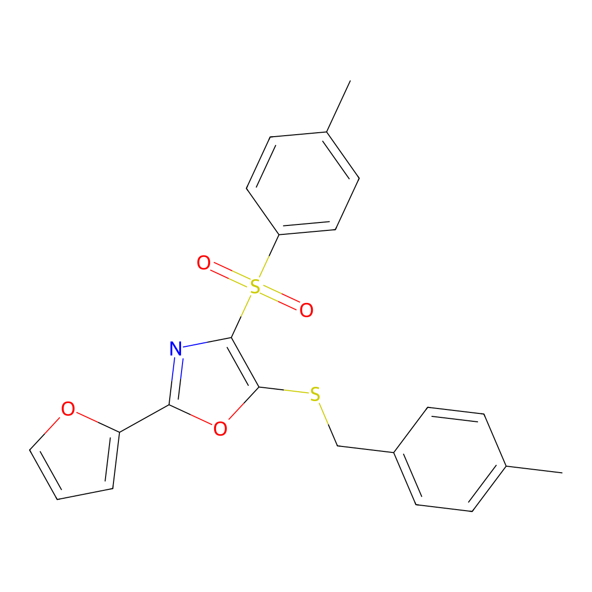 2-(2-Furyl)-5-[(4-methylbenzyl)thio]-4-[(4-methylphenyl)sulfonyl]-1,3-oxazole molecular structure, CAS 686737-77-9
