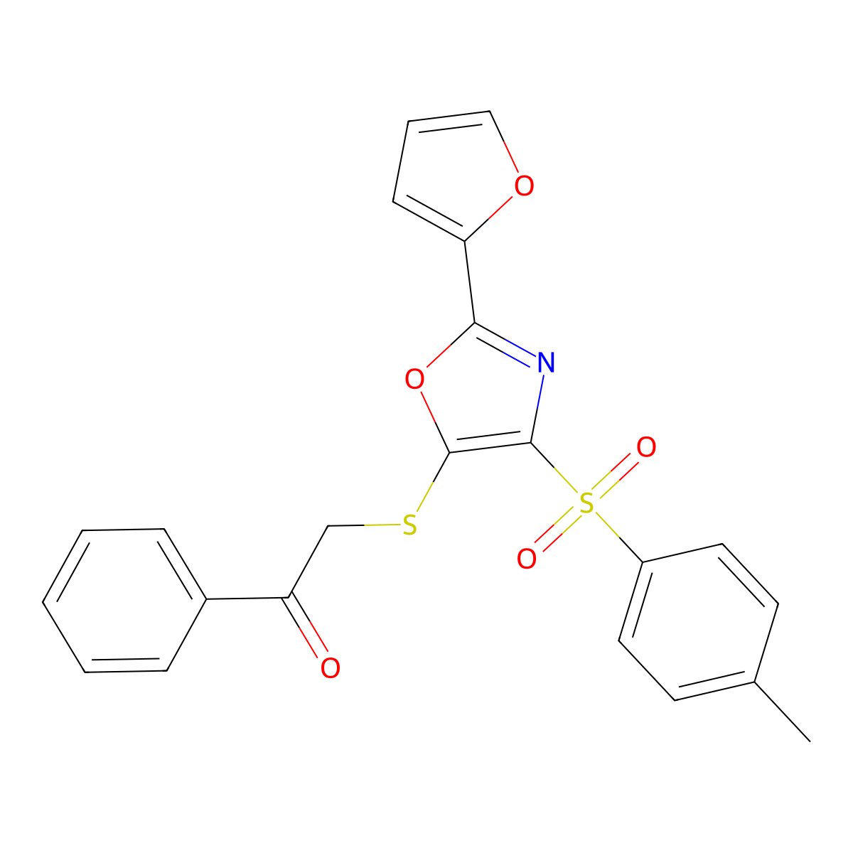 2-({2-(2-Furyl)-4-[(4-methylphenyl)sulfonyl]-1,3-oxazol-5-yl}thio)-1-phenylethanone molecular structure, CAS 686737-79-1