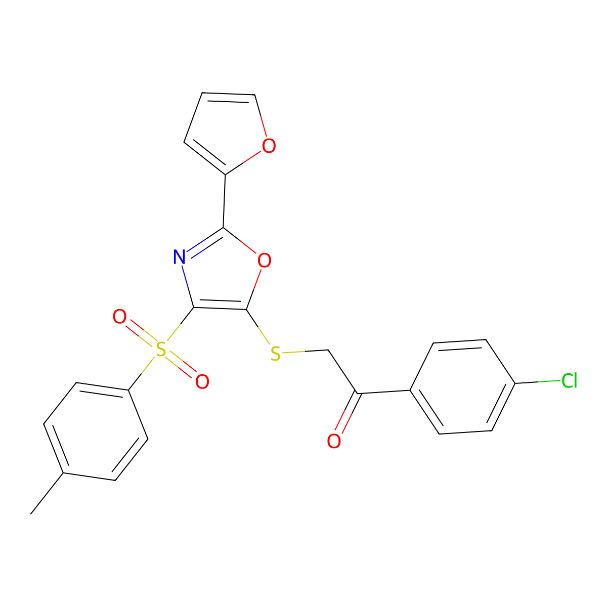 1-(4-Chlorophenyl)-2-{[2-(furan-2-yl)-4-(4-methylbenzenesulfonyl)-1,3-oxazol-5-yl]sulfanyl}ethan-1-one molecular structure, CAS 686737-81-5