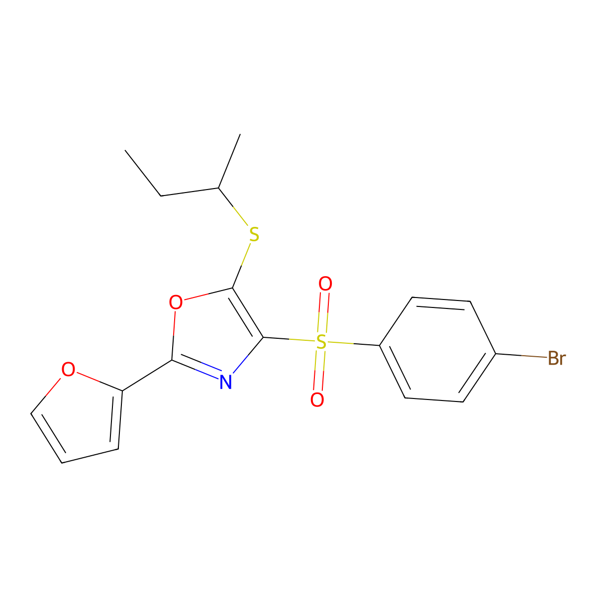 4-((4-Bromophenyl)sulfonyl)-5-(sec-butylthio)-2-(furan-2-yl)oxazole molecular structure, CAS 686738-33-0
