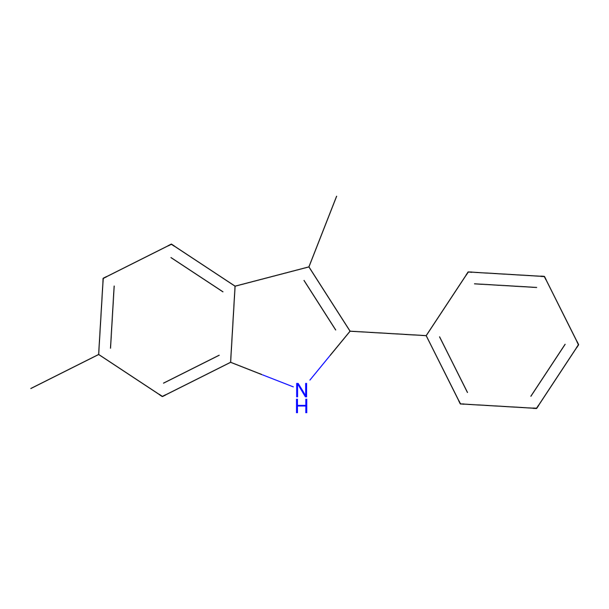 3,6-dimethyl-2-phenyl-1H-indole molecular structure, CAS 68674-48-6