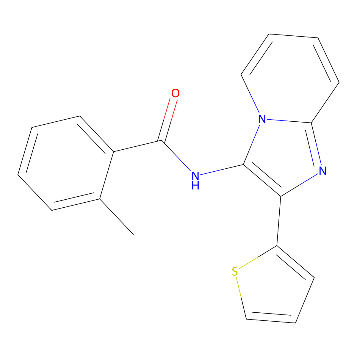 2-Methyl-N-[2-(thiophen-2-YL)imidazo[1,2-A]pyridin-3-YL]benzamide molecular structure, CAS 686743-29-3