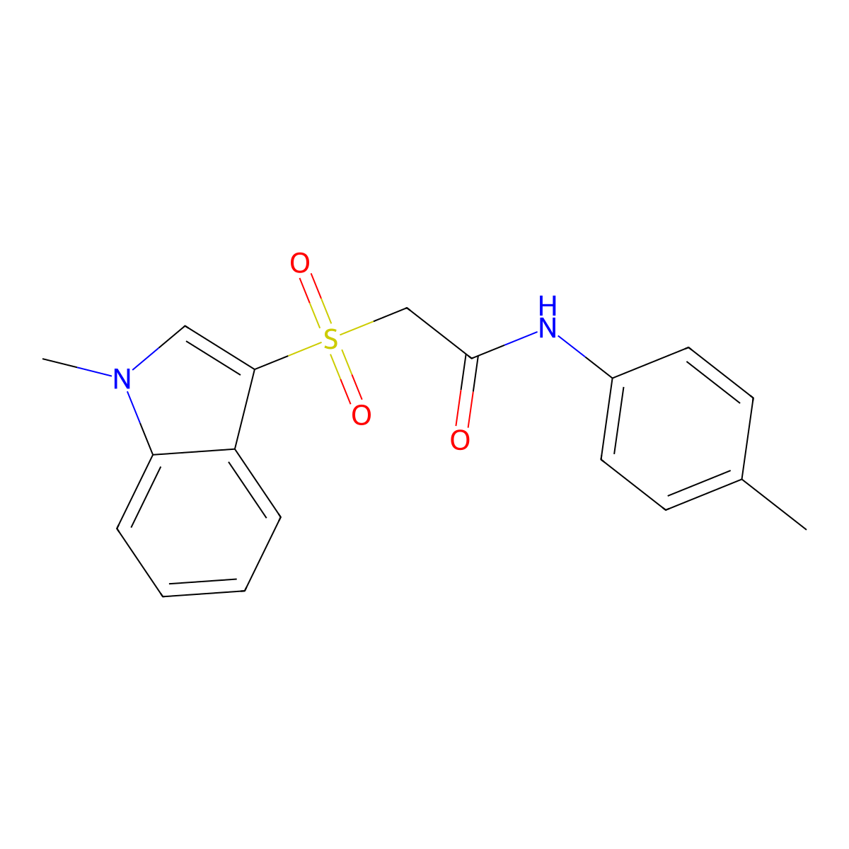2-(1-methylindol-3-yl)sulfonyl-N-(4-methylphenyl)acetamide molecular structure, CAS 686743-46-4