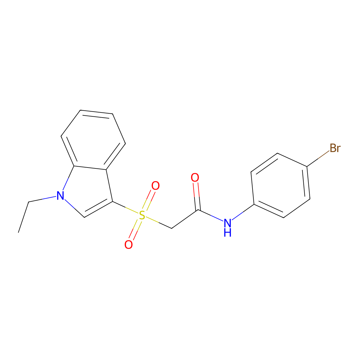 N-(4-bromophenyl)-2-((1-ethyl-1H-indol-3-yl)sulfonyl)acetamide molecular structure, CAS 686743-67-9