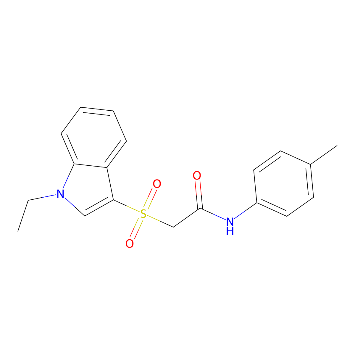 2-[(1-ethyl-1H-indol-3-yl)sulfonyl]-N-(4-methylphenyl)acetamide molecular structure, CAS 686743-68-0