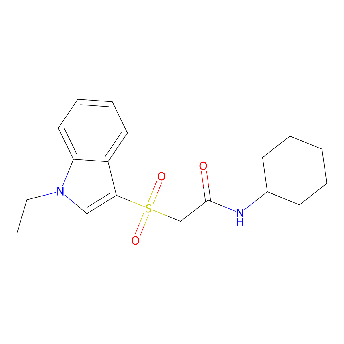 N-cyclohexyl-2-[(1-ethyl-1H-indol-3-yl)sulfonyl]acetamide molecular structure, CAS 686743-74-8