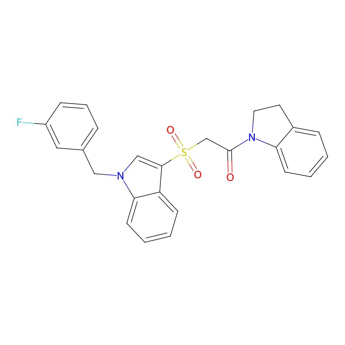 2-((1-(3-fluorobenzyl)-1H-indol-3-yl)sulfonyl)-1-(indolin-1-yl)ethanone molecular structure, CAS 686743-86-2