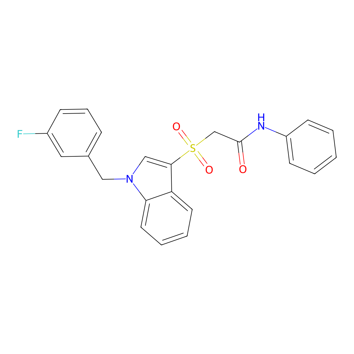 2-((1-(3-fluorobenzyl)-1H-indol-3-yl)sulfonyl)-N-phenylacetamide molecular structure, CAS 686743-89-5