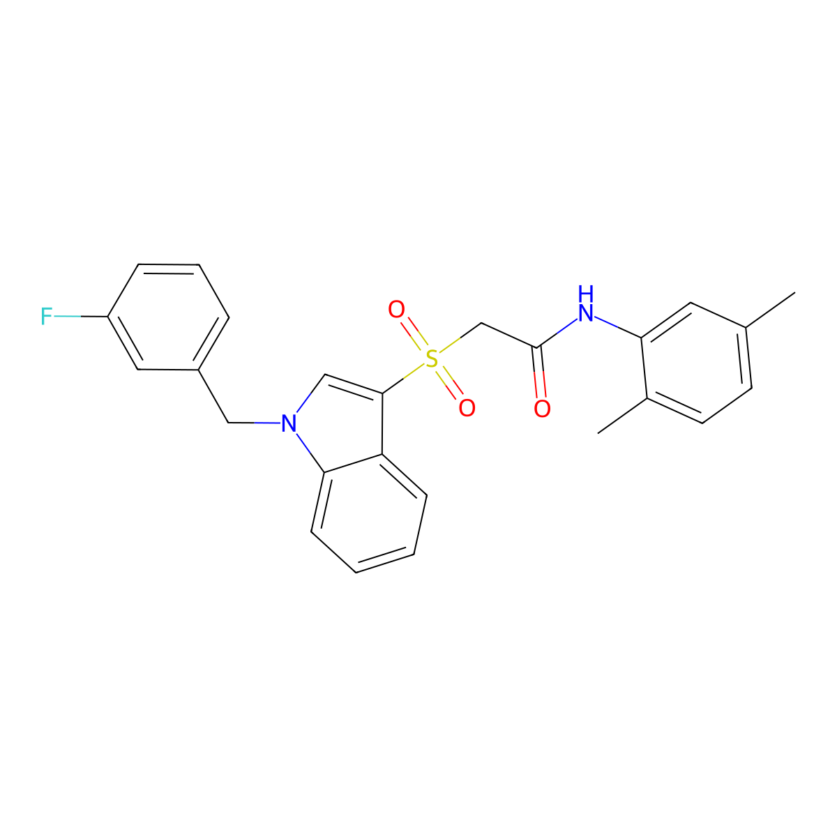 N-(2,5-dimethylphenyl)-2-((1-(3-fluorobenzyl)-1H-indol-3-yl)sulfonyl)acetamide molecular structure, CAS 686743-95-3