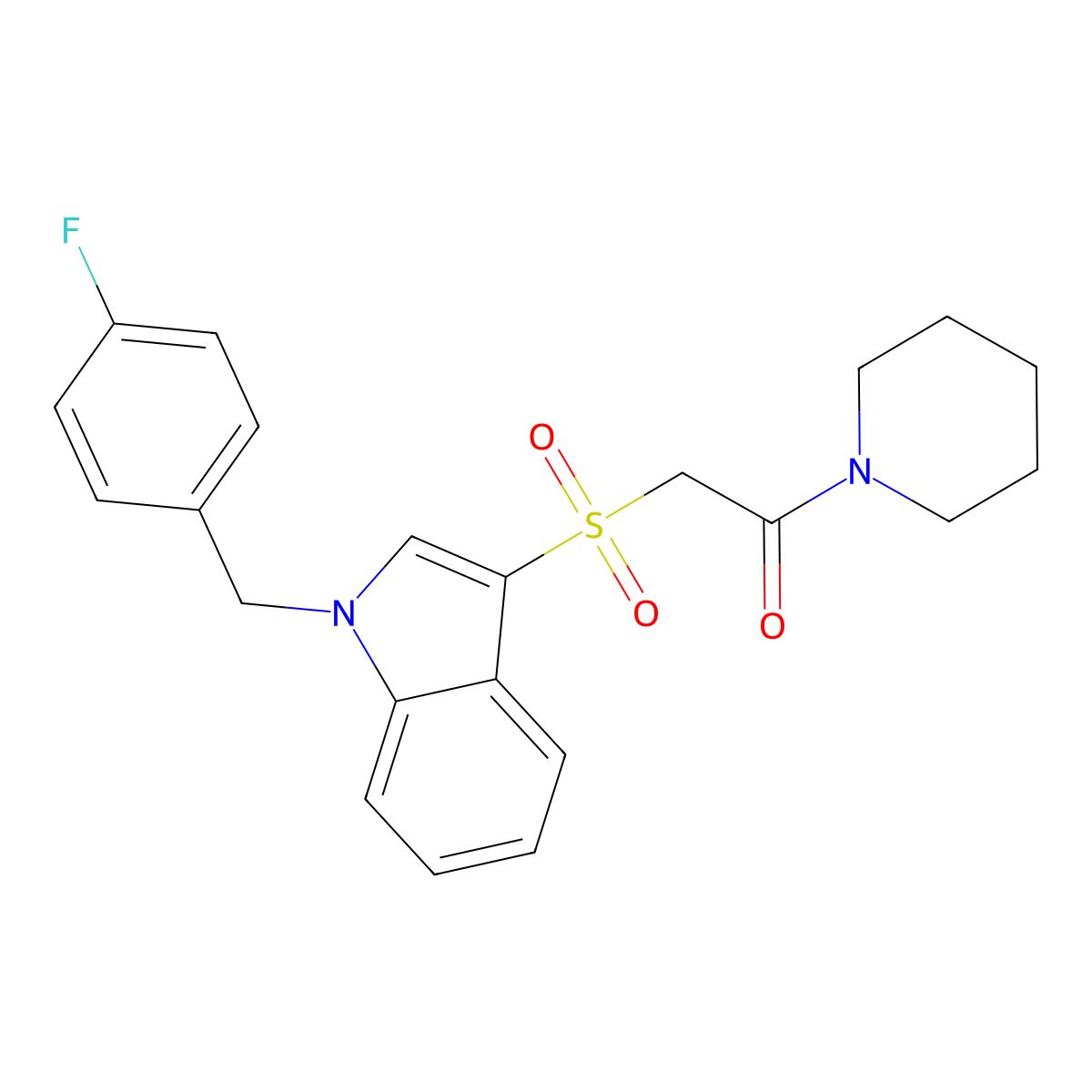 2-((1-(4-fluorobenzyl)-1H-indol-3-yl)sulfonyl)-1-(piperidin-1-yl)ethanone molecular structure, CAS 686743-99-7