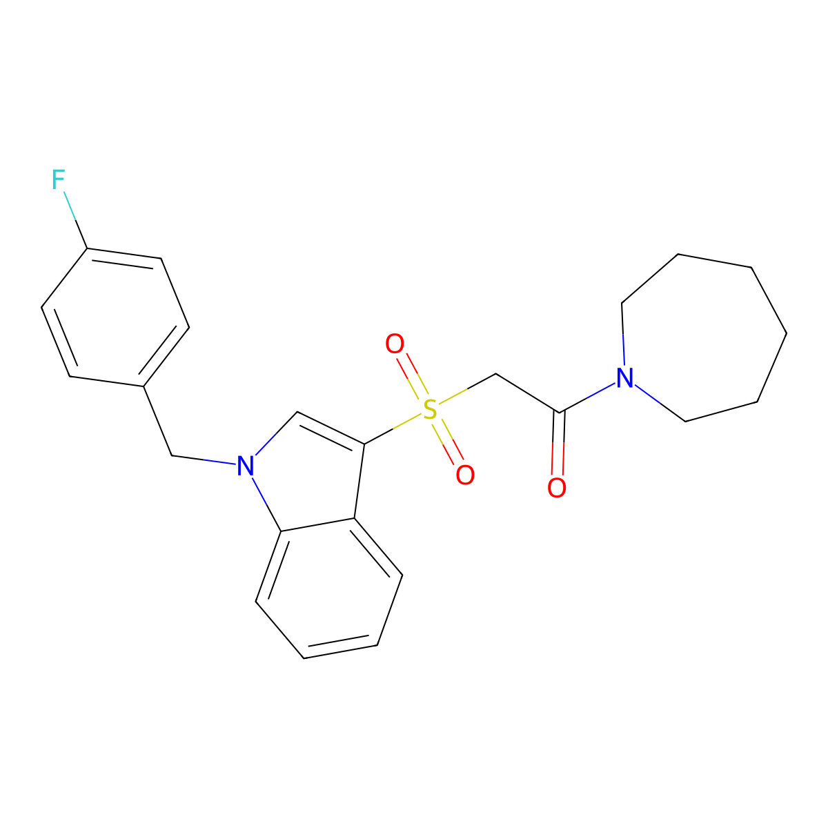 1-(azepan-1-yl)-2-((1-(4-fluorobenzyl)-1H-indol-3-yl)sulfonyl)ethanone molecular structure, CAS 686744-00-3