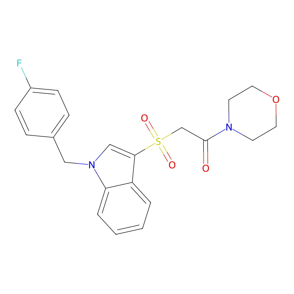 2-((1-(4-fluorobenzyl)-1H-indol-3-yl)sulfonyl)-1-morpholinoethanone molecular structure, CAS 686744-01-4