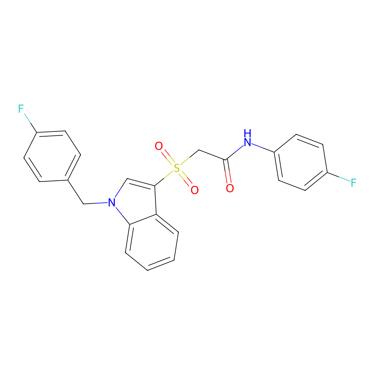 2-((1-(4-fluorobenzyl)-1H-indol-3-yl)sulfonyl)-N-(4-fluorophenyl)acetamide molecular structure, CAS 686744-06-9