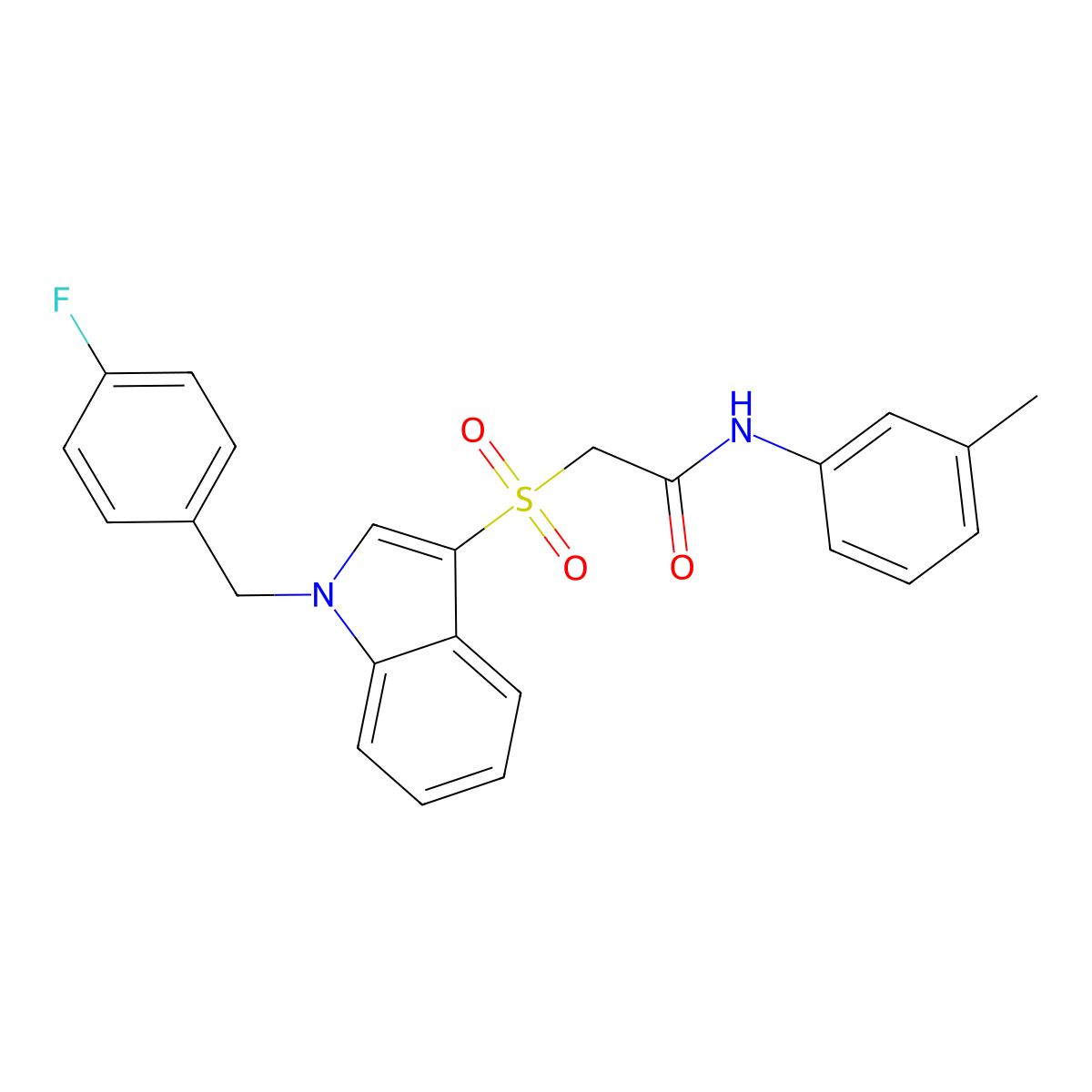 2-[1-[(4-fluorophenyl)methyl]indol-3-yl]sulfonyl-N-(3-methylphenyl)acetamide molecular structure, CAS 686744-07-0