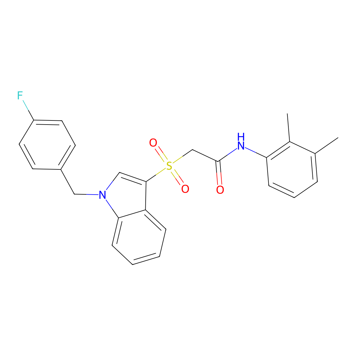 N-(2,3-dimethylphenyl)-2-[1-[(4-fluorophenyl)methyl]indol-3-yl]sulfonylacetamide molecular structure, CAS 686744-08-1