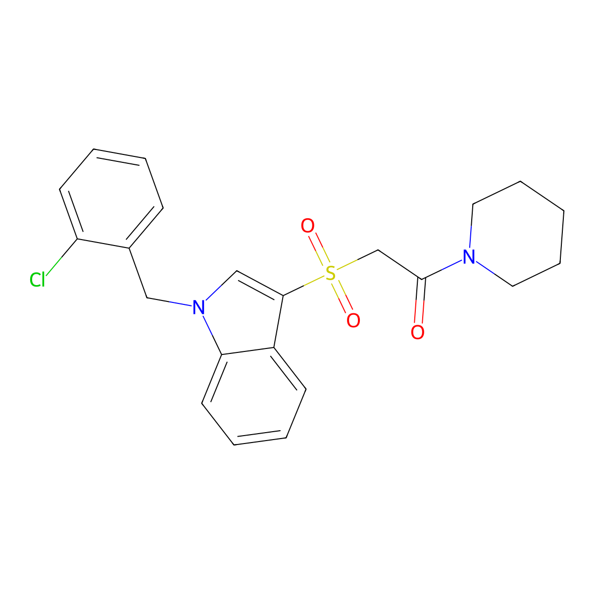 2-((1-(2-chlorobenzyl)-1H-indol-3-yl)sulfonyl)-1-(piperidin-1-yl)ethanone molecular structure, CAS 686744-14-9