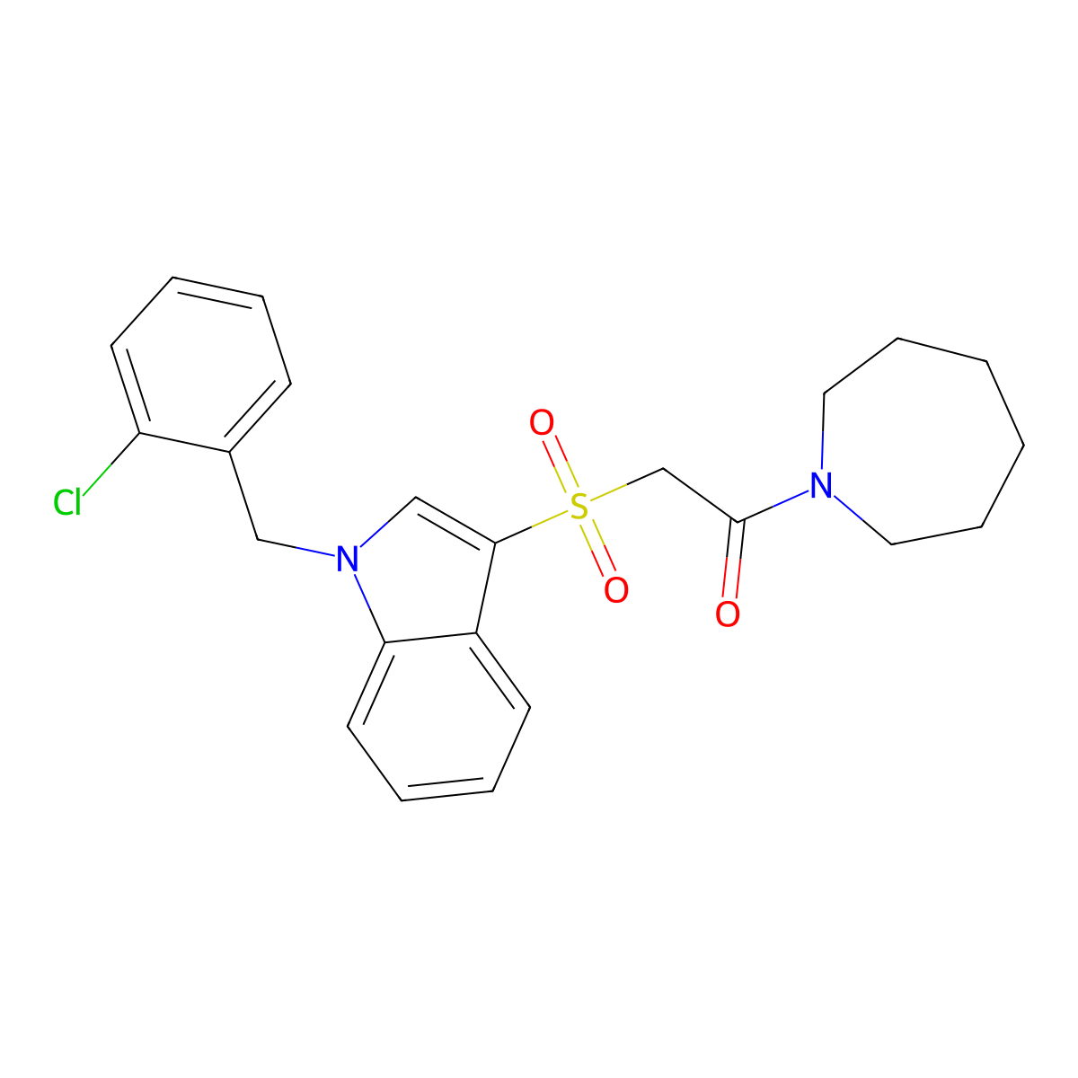 1-(azepan-1-yl)-2-((1-(2-chlorobenzyl)-1H-indol-3-yl)sulfonyl)ethanone molecular structure, CAS 686744-15-0
