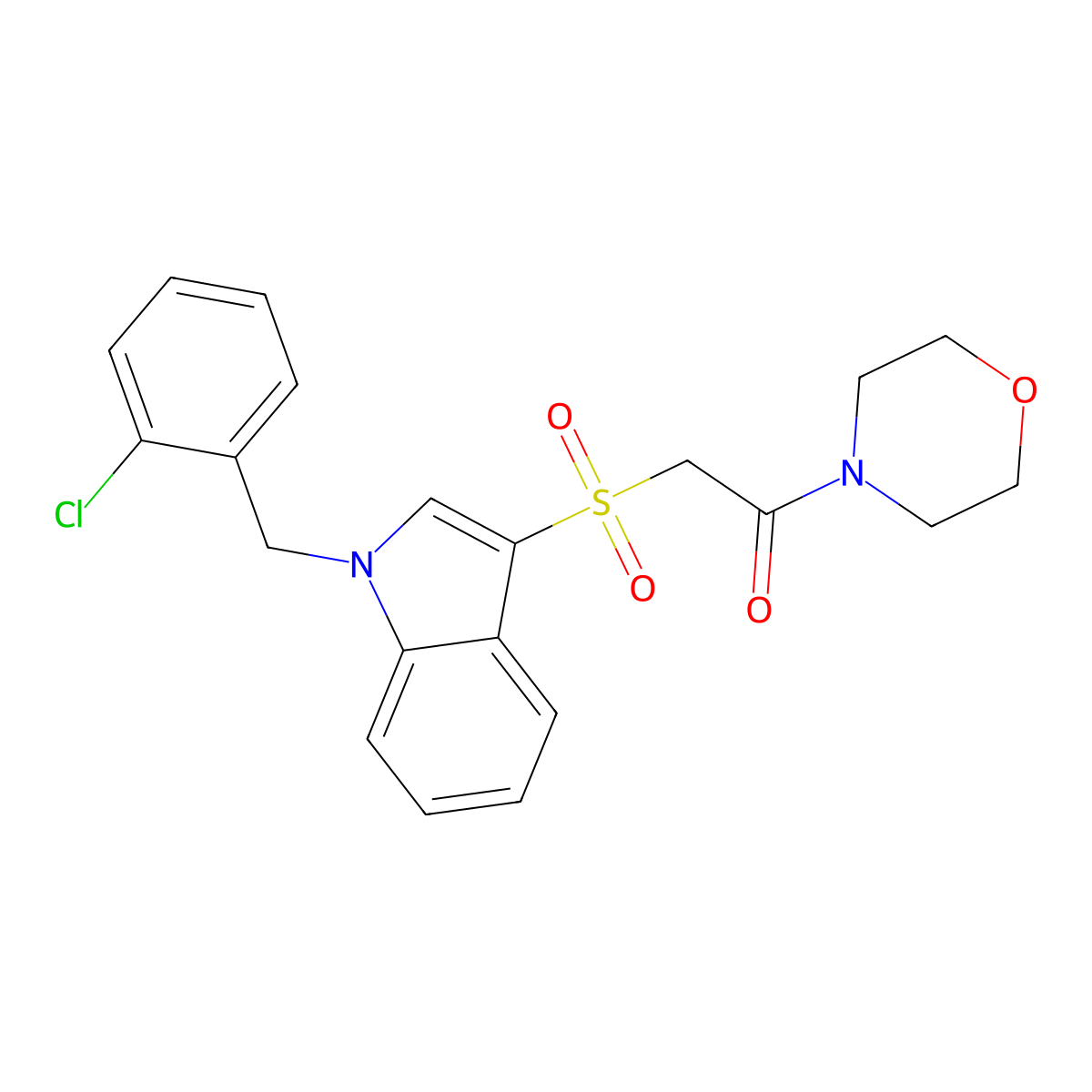 2-((1-(2-chlorobenzyl)-1H-indol-3-yl)sulfonyl)-1-morpholinoethanone molecular structure, CAS 686744-16-1