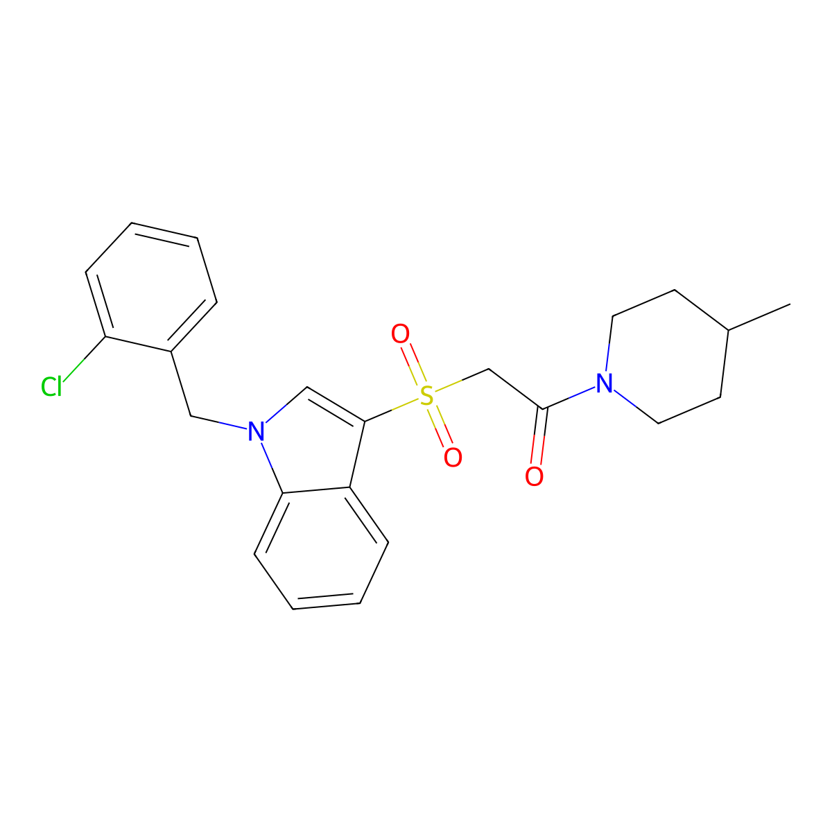 2-[1-[(2-Chlorophenyl)methyl]indol-3-yl]sulfonyl-1-(4-methylpiperidin-1-yl)ethanone molecular structure, CAS 686744-17-2