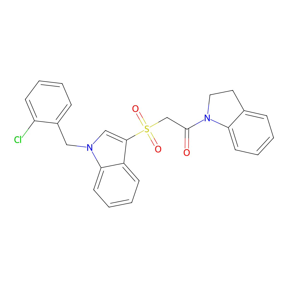 2-((1-(2-chlorobenzyl)-1H-indol-3-yl)sulfonyl)-1-(indolin-1-yl)ethanone molecular structure, CAS 686744-19-4