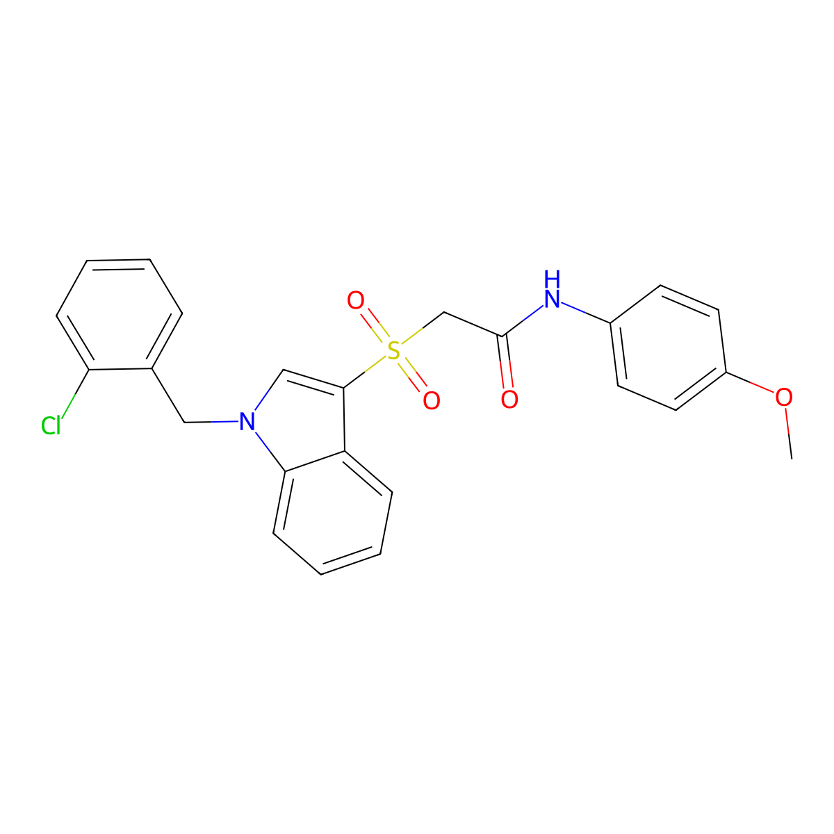 2-[1-[(2-chlorophenyl)methyl]indol-3-yl]sulfonyl-N-(4-methoxyphenyl)acetamide molecular structure, CAS 686749-00-8