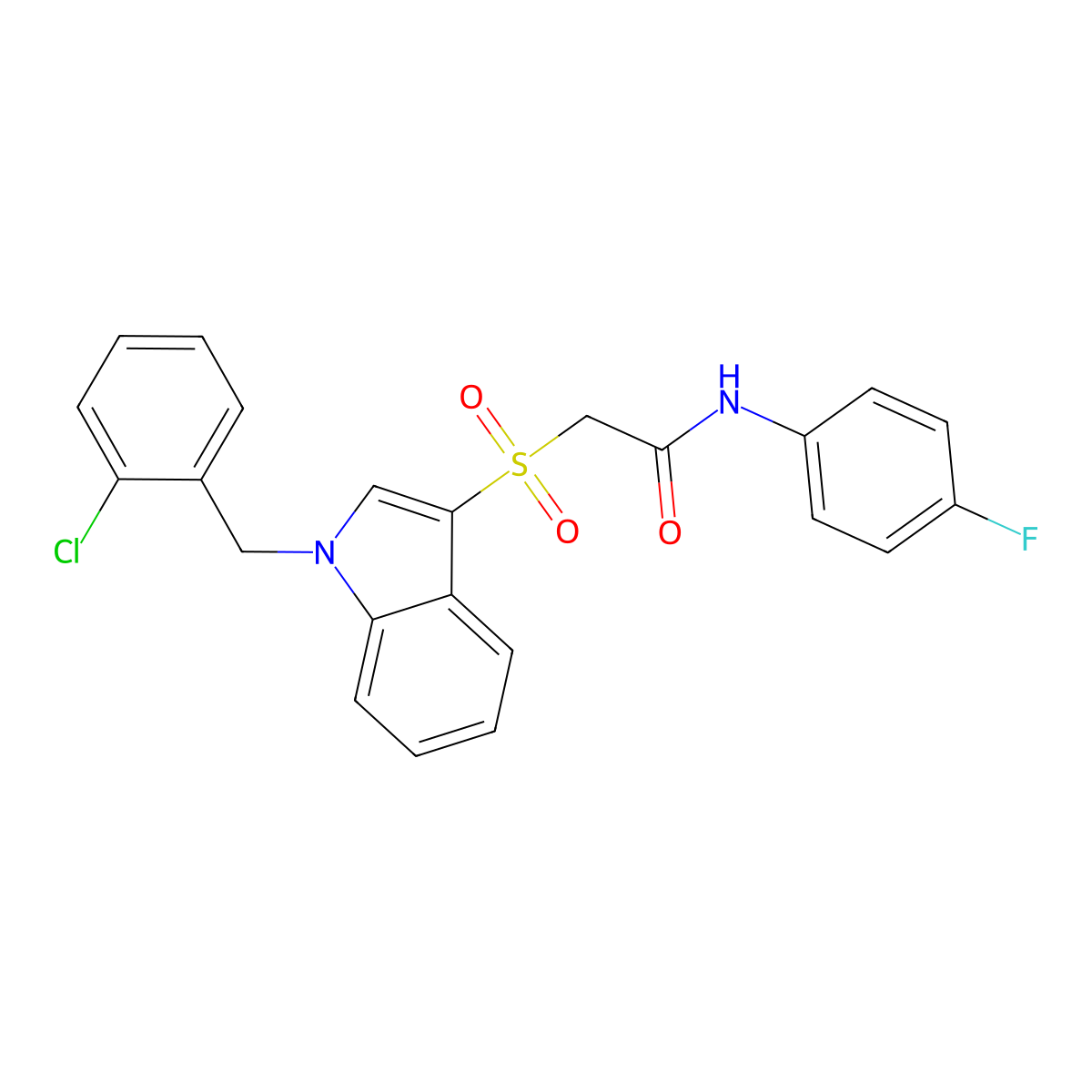 2-[1-[(2-chlorophenyl)methyl]indol-3-yl]sulfonyl-N-(4-fluorophenyl)acetamide molecular structure, CAS 686749-01-9
