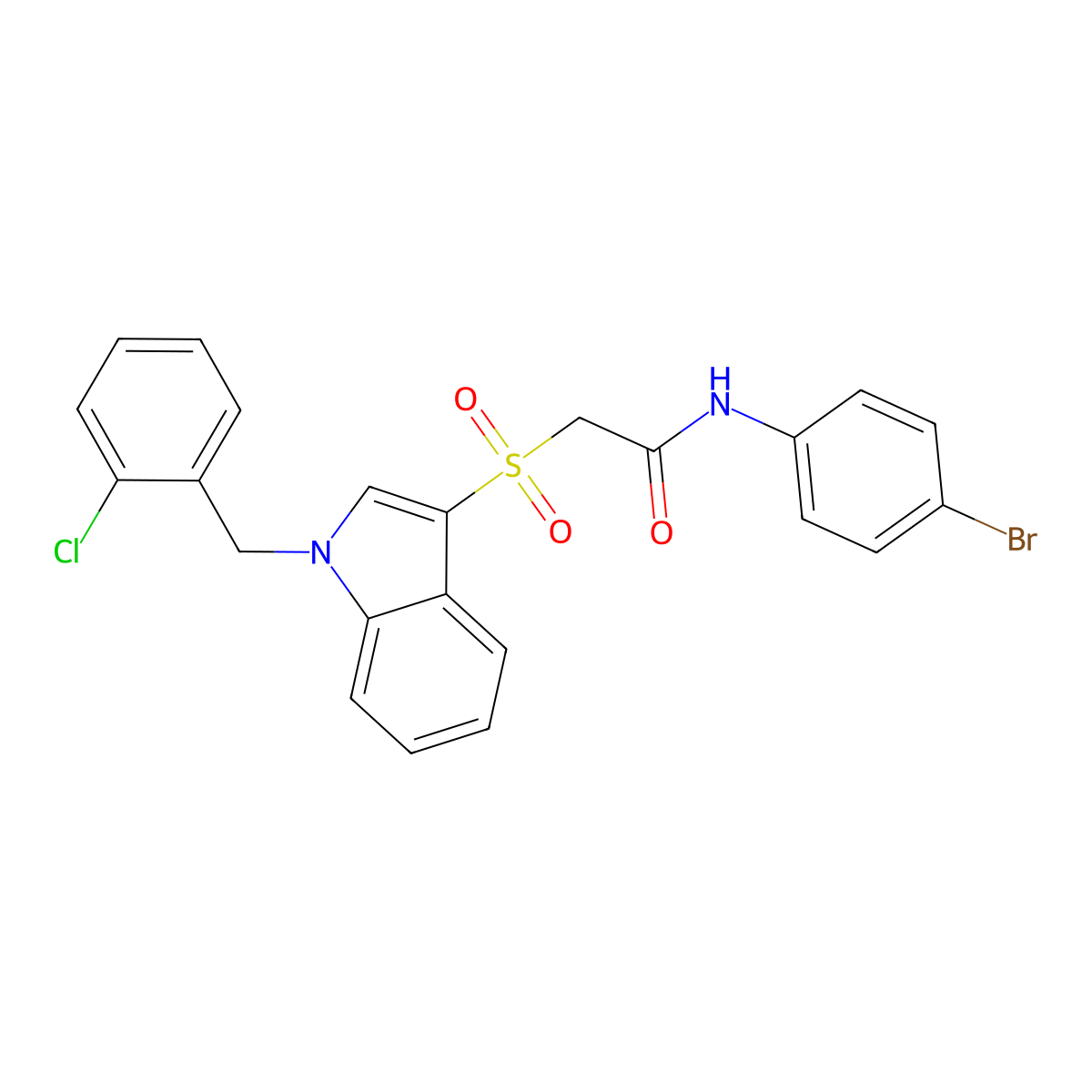 N-(4-bromophenyl)-2-((1-(2-chlorobenzyl)-1H-indol-3-yl)sulfonyl)acetamide molecular structure, CAS 686749-03-1