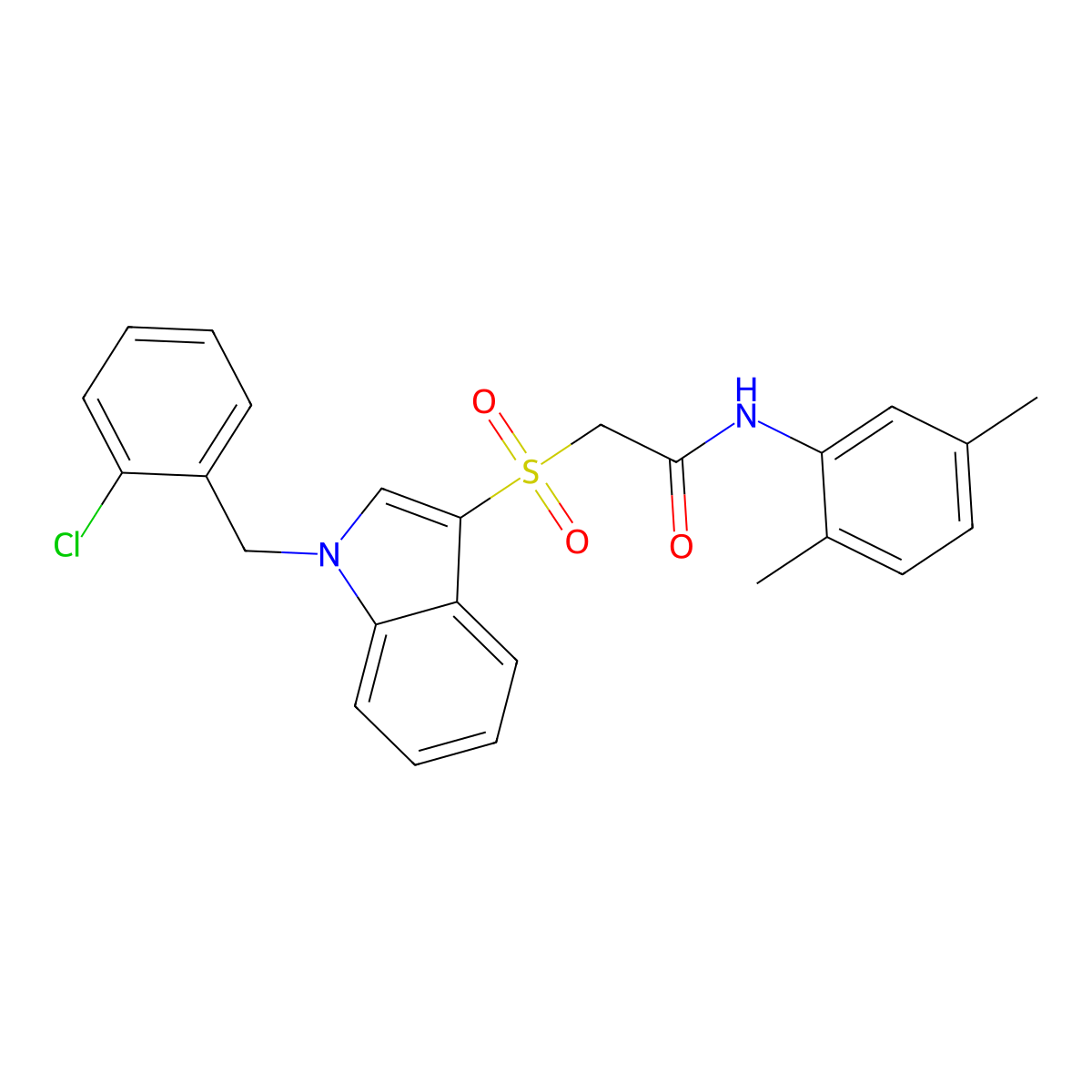 2-[1-[(2-chlorophenyl)methyl]indol-3-yl]sulfonyl-N-(2,5-dimethylphenyl)acetamide molecular structure, CAS 686749-07-5