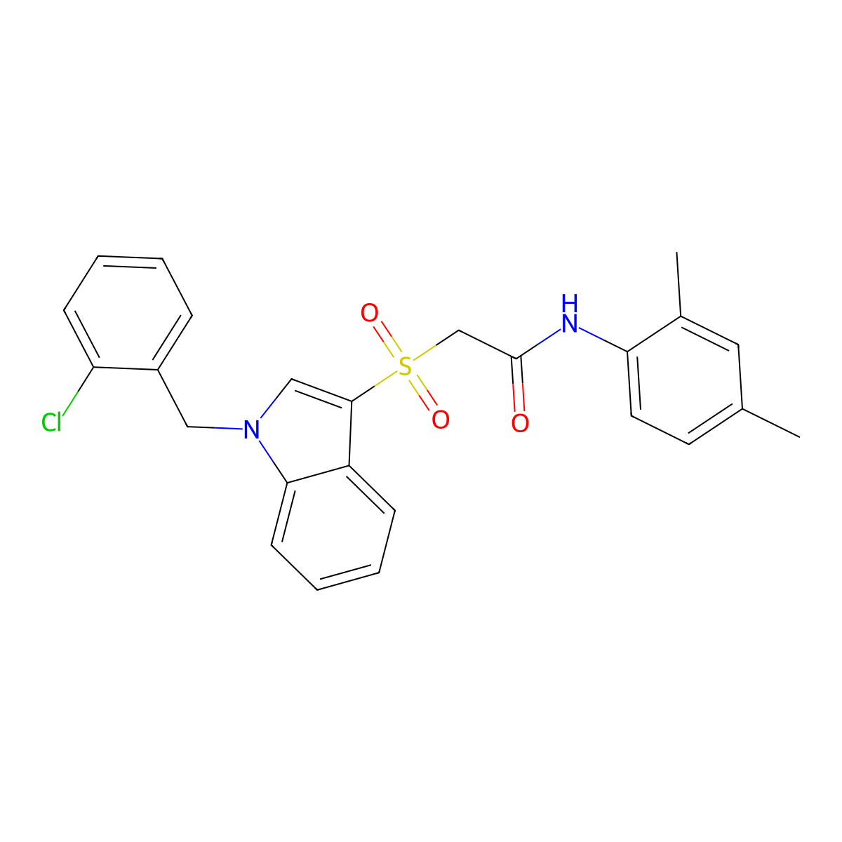 2-[1-[(2-chlorophenyl)methyl]indol-3-yl]sulfonyl-N-(2,4-dimethylphenyl)acetamide molecular structure, CAS 686749-08-6