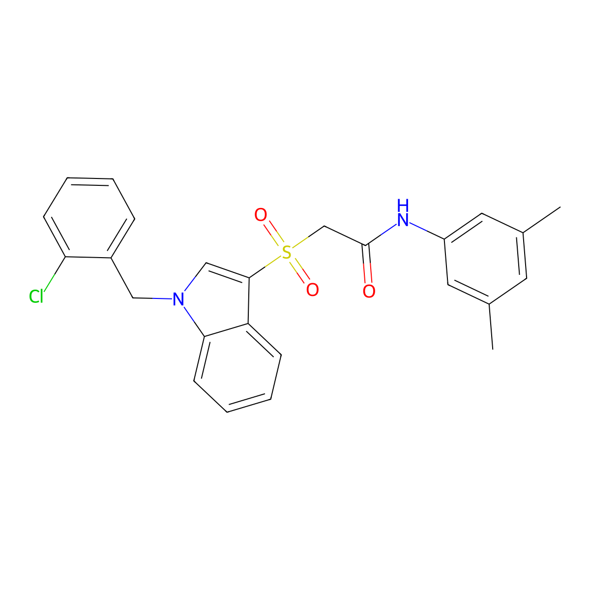 2-[1-[(2-chlorophenyl)methyl]indol-3-yl]sulfonyl-N-(3,5-dimethylphenyl)acetamide molecular structure, CAS 686749-09-7