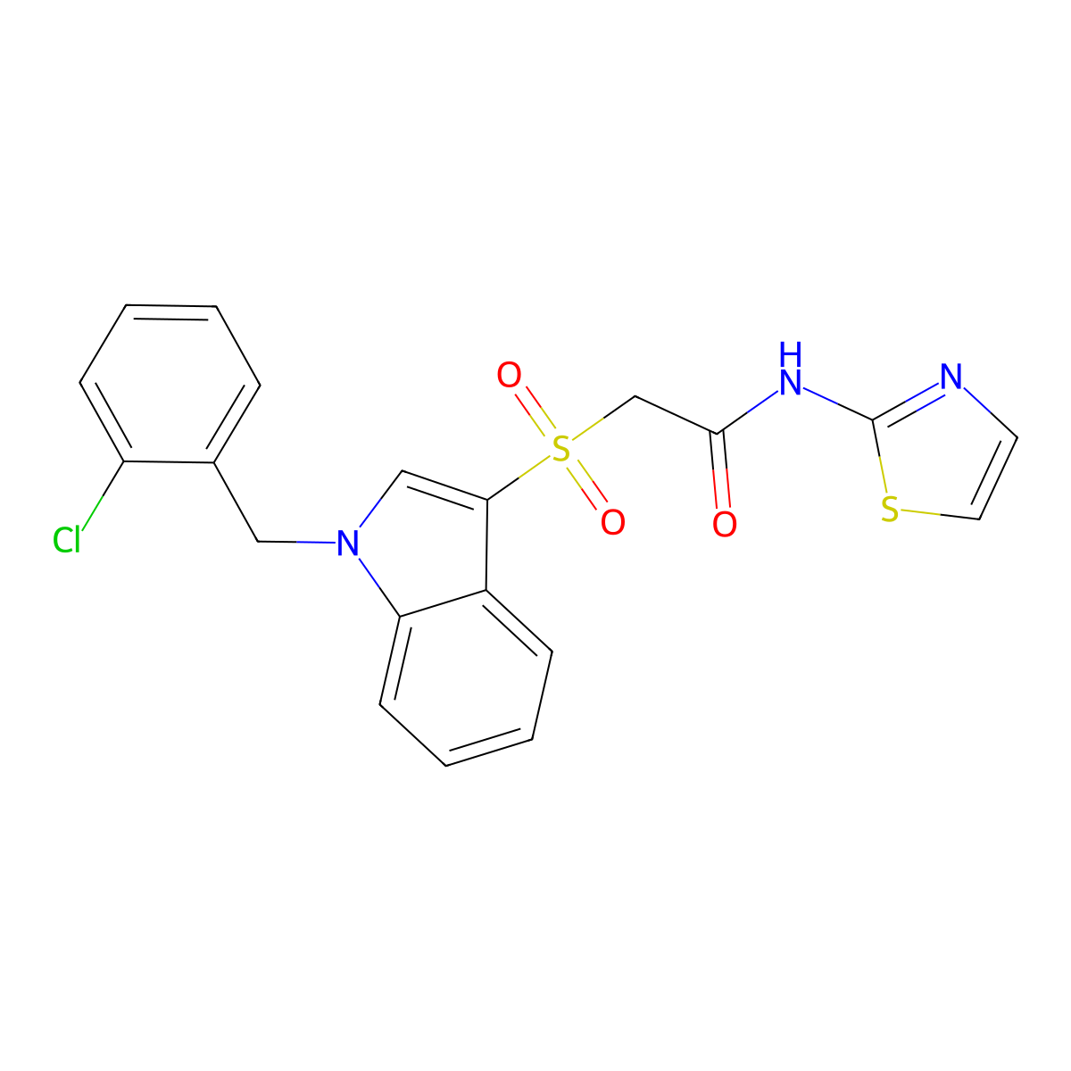 2-((1-(2-chlorobenzyl)-1H-indol-3-yl)sulfonyl)-N-(thiazol-2-yl)acetamide molecular structure, CAS 686749-12-2