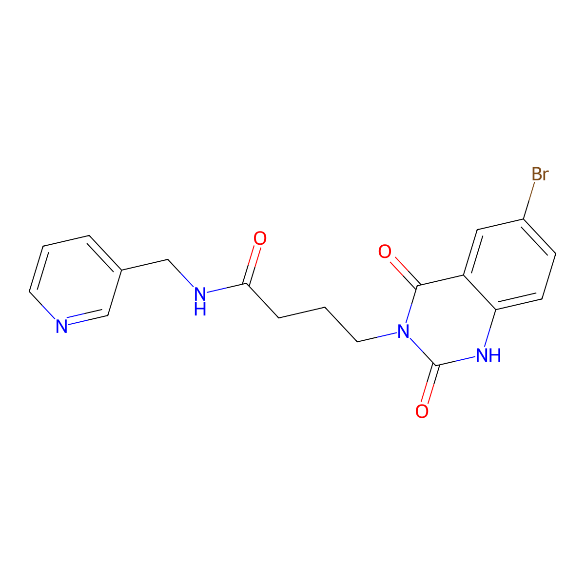 4-(6-bromo-2,4-dioxo-1,2-dihydroquinazolin-3(4H)-yl)-N-(pyridin-3-ylmethyl)butanamide molecular structure, CAS 686749-15-5