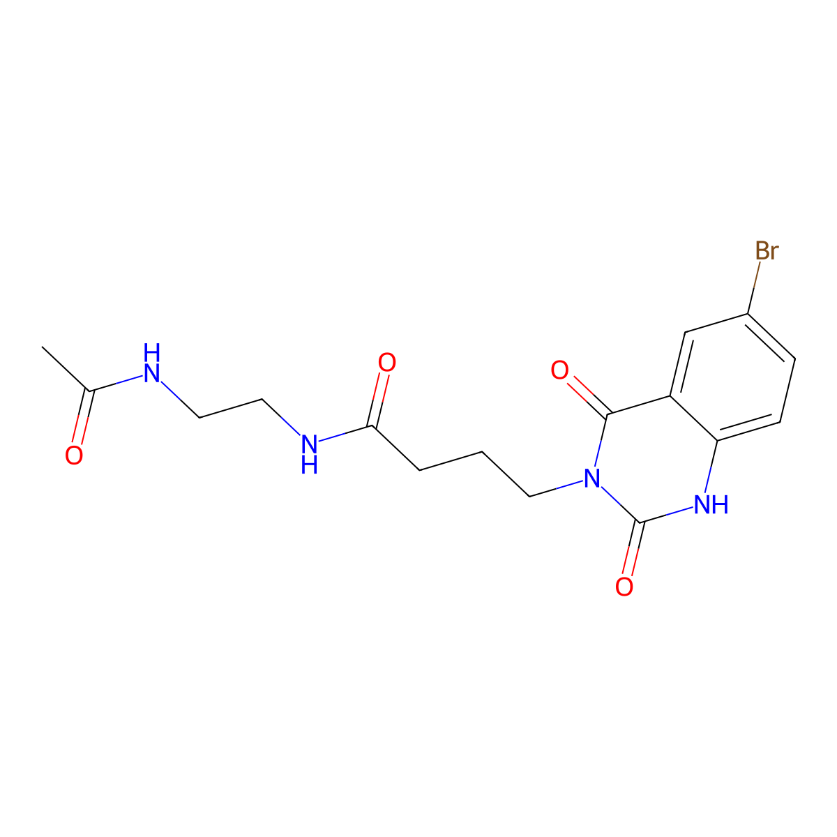N-(2-acetamidoethyl)-4-(6-bromo-2,4-dioxo-1H-quinazolin-3-yl)butanamide molecular structure, CAS 686749-20-2