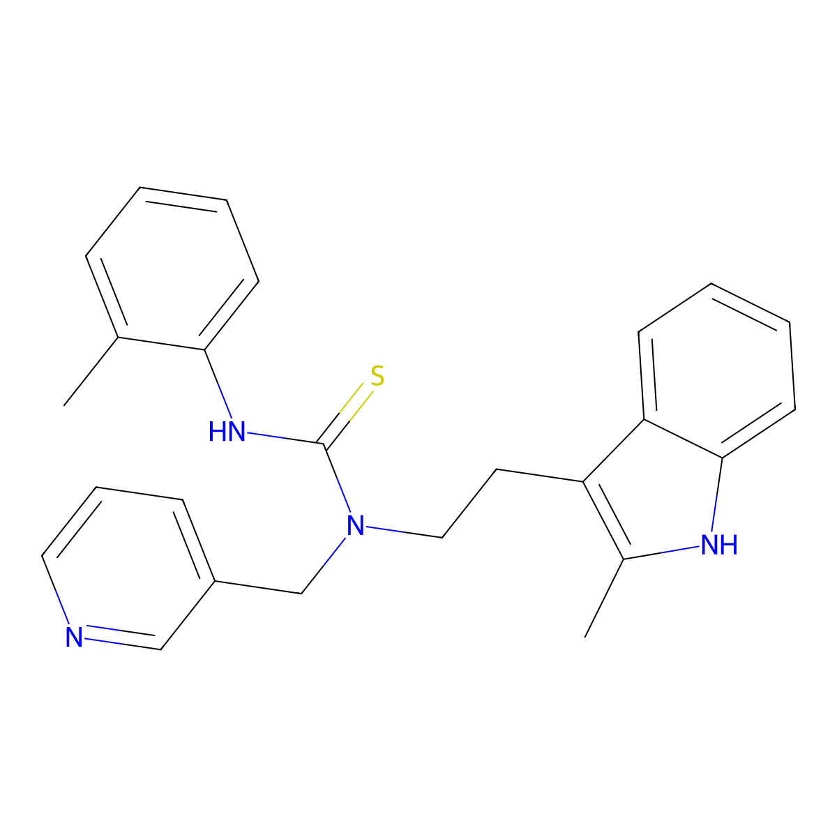 1-(2-(2-methyl-1H-indol-3-yl)ethyl)-1-(pyridin-3-ylmethyl)-3-(o-tolyl)thiourea molecular structure, CAS 686751-05-3