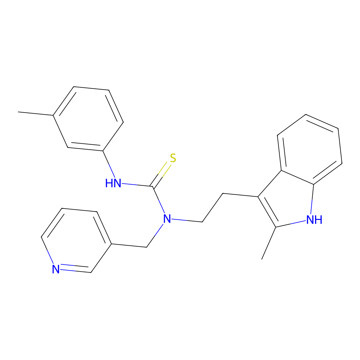 1-(2-(2-methyl-1H-indol-3-yl)ethyl)-1-(pyridin-3-ylmethyl)-3-(m-tolyl)thiourea molecular structure, CAS 686751-06-4