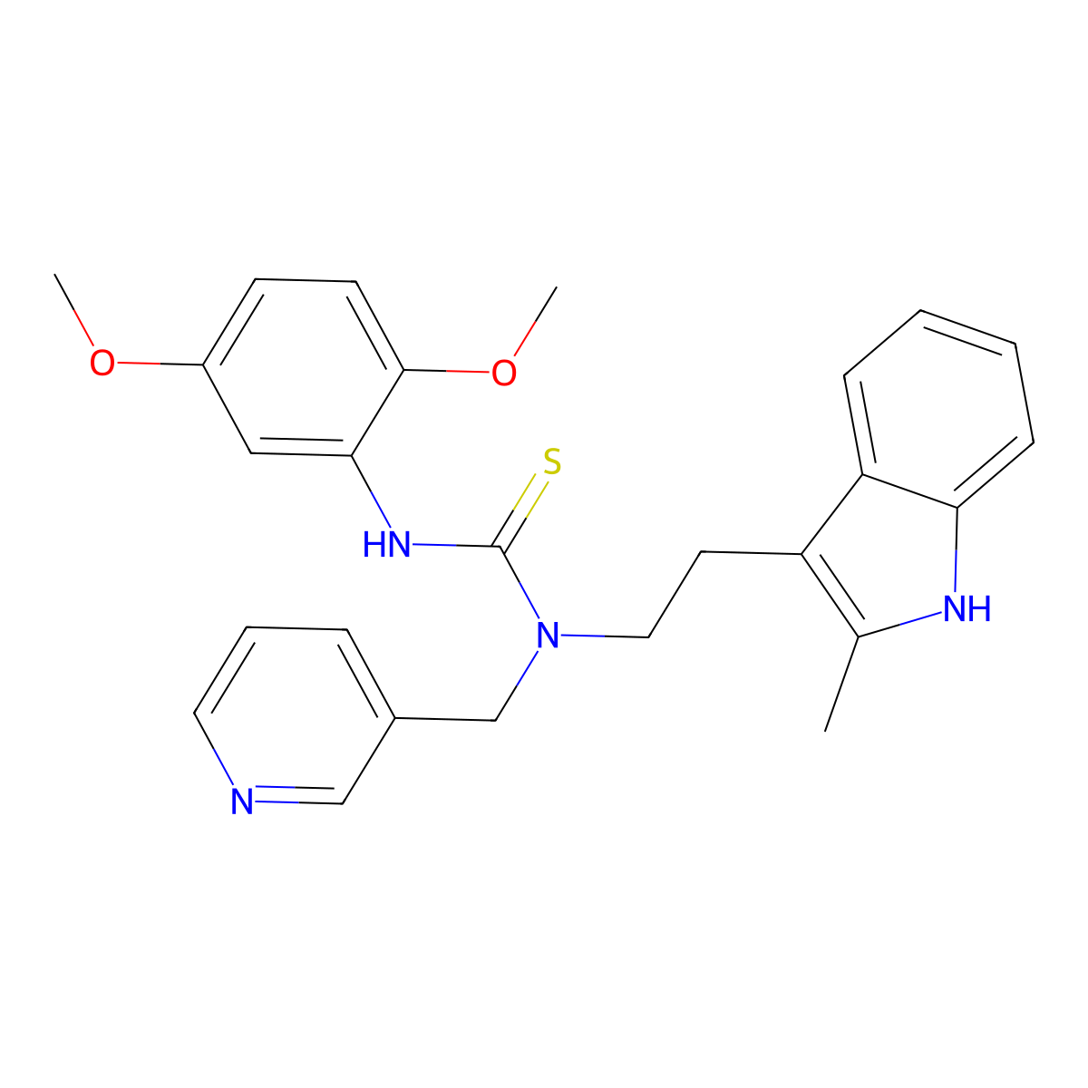 3-(2,5-dimethoxyphenyl)-1-[2-(2-methyl-1H-indol-3-yl)ethyl]-1-(pyridin-3-ylmethyl)thiourea molecular structure, CAS 686751-14-4