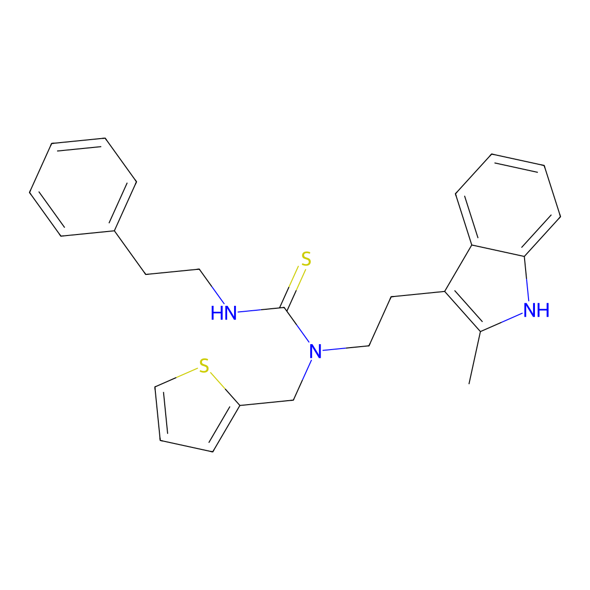 1-(2-(2-methyl-1H-indol-3-yl)ethyl)-3-phenethyl-1-(thiophen-2-ylmethyl)thiourea molecular structure, CAS 686751-39-3