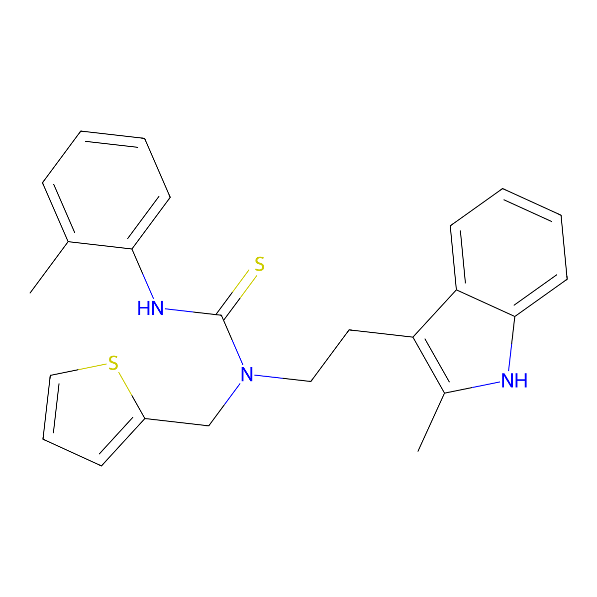 1-(2-(2-methyl-1H-indol-3-yl)ethyl)-1-(thiophen-2-ylmethyl)-3-(o-tolyl)thiourea molecular structure, CAS 686751-41-7