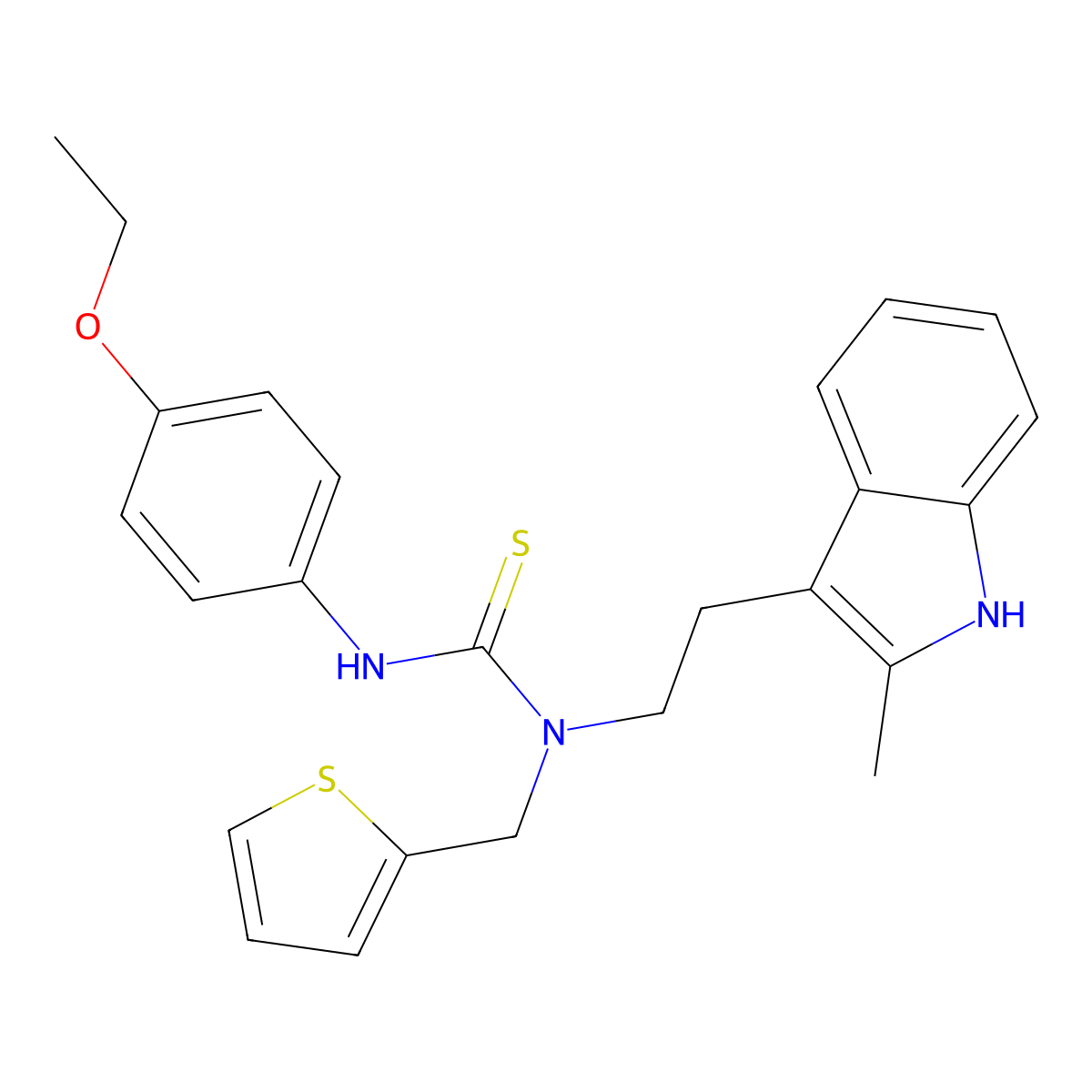 3-(4-ethoxyphenyl)-1-(2-(2-methyl-1H-indol-3-yl)ethyl)-1-(thiophen-2-ylmethyl)thiourea molecular structure, CAS 686751-47-3