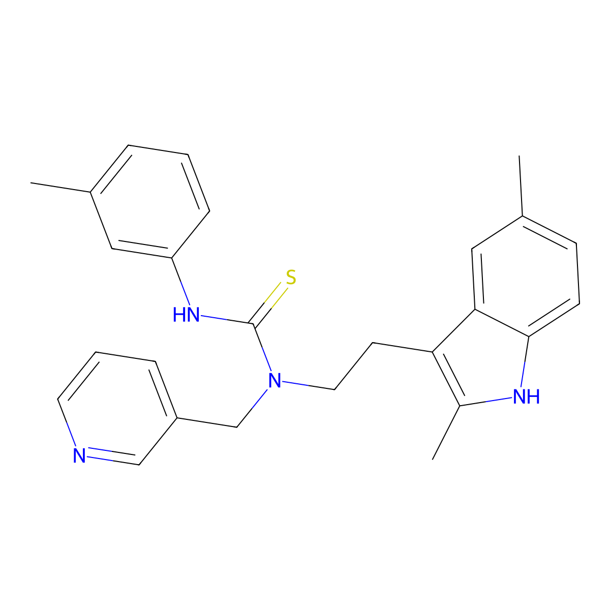 1-(2-(2,5-dimethyl-1H-indol-3-yl)ethyl)-1-(pyridin-3-ylmethyl)-3-(m-tolyl)thiourea molecular structure, CAS 686751-59-7