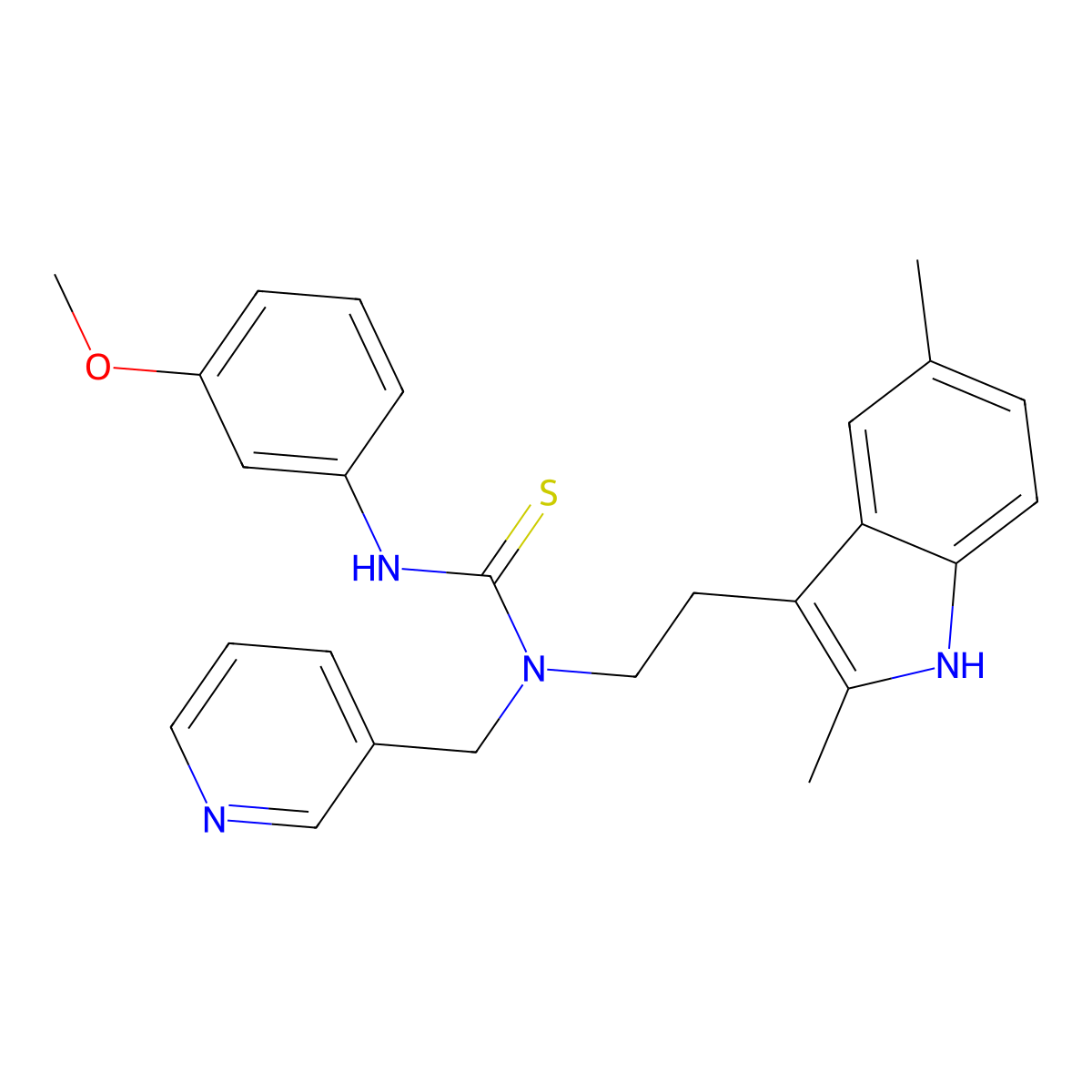 1-(2-(2,5-dimethyl-1H-indol-3-yl)ethyl)-3-(3-methoxyphenyl)-1-(pyridin-3-ylmethyl)thiourea molecular structure, CAS 686751-60-0