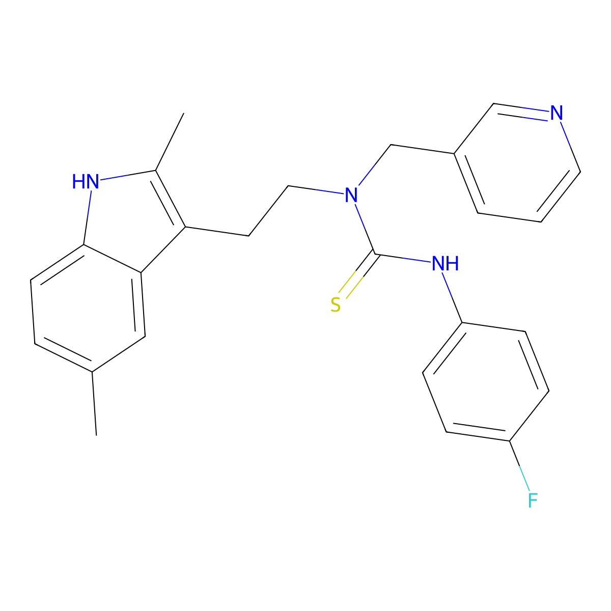 1-(2-(2,5-dimethyl-1H-indol-3-yl)ethyl)-3-(4-fluorophenyl)-1-(pyridin-3-ylmethyl)thiourea molecular structure, CAS 686751-63-3