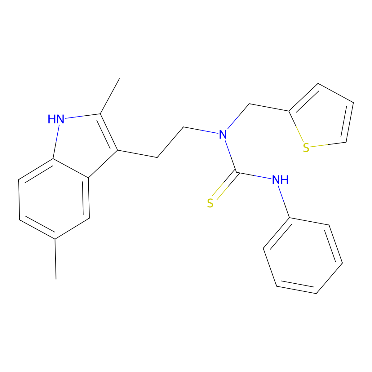 1-(2-(2,5-dimethyl-1H-indol-3-yl)ethyl)-3-phenyl-1-(thiophen-2-ylmethyl)thiourea molecular structure, CAS 686751-64-4
