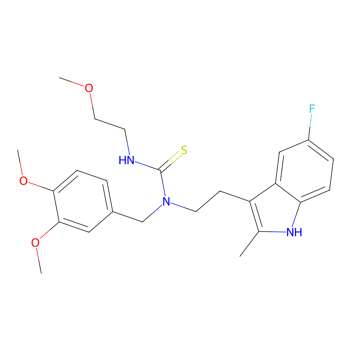 1-[(3,4-dimethoxyphenyl)methyl]-1-[2-(5-fluoro-2-methyl-1H-indol-3-yl)ethyl]-3-(2-methoxyethyl)thiourea molecular structure, CAS 686751-74-6