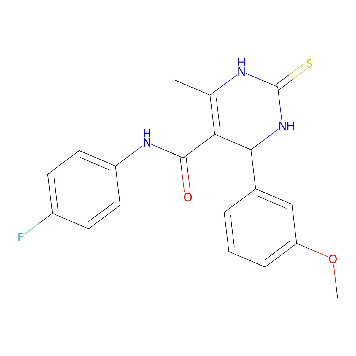 N-(4-fluorophenyl)-4-(3-methoxyphenyl)-6-methyl-2-thioxo-1,2,3,4-tetrahydropyrimidine-5-carboxamide molecular structure, CAS 686756-86-5