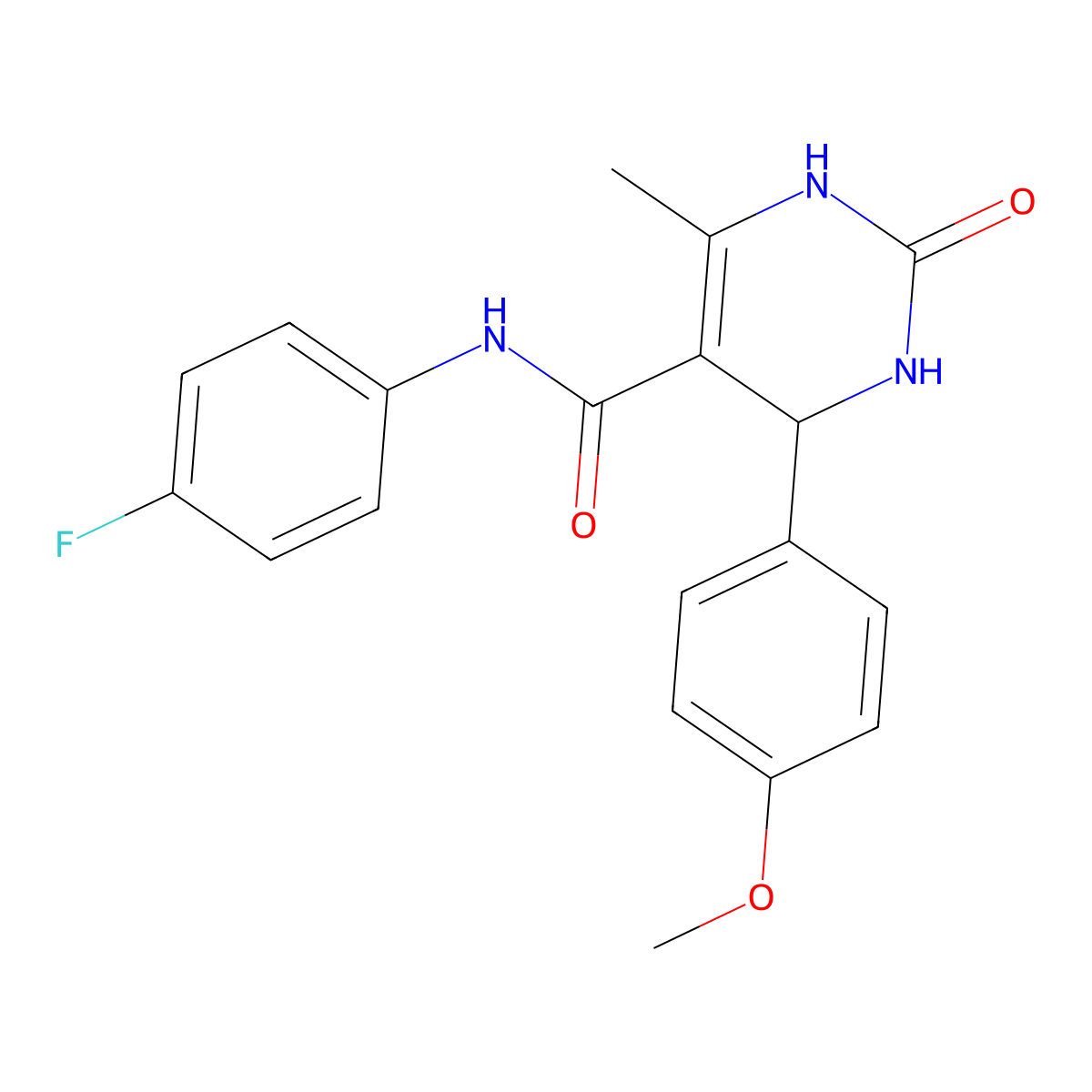 N-(4-fluorophenyl)-4-(4-methoxyphenyl)-6-methyl-2-oxo-1,2,3,4-tetrahydropyrimidine-5-carboxamide molecular structure, CAS 686760-64-5