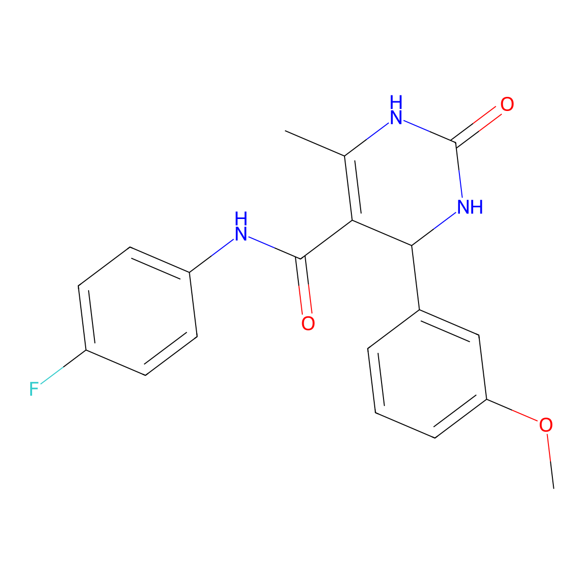 N-(4-fluorophenyl)-4-(3-methoxyphenyl)-6-methyl-2-oxo-1,2,3,4-tetrahydropyrimidine-5-carboxamide molecular structure, CAS 686760-68-9