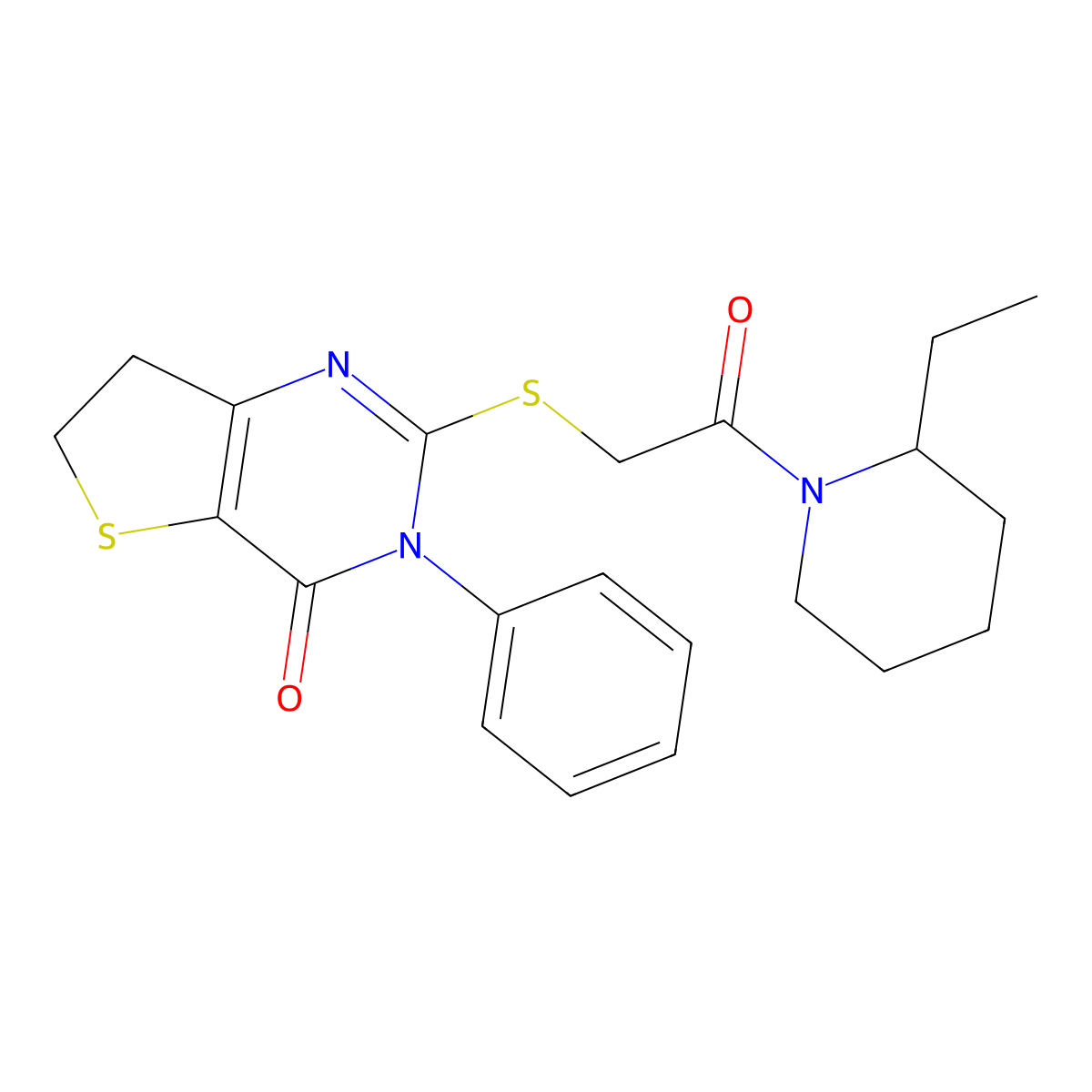 2-[2-(2-Ethylpiperidin-1-yl)-2-oxoethyl]sulfanyl-3-phenyl-6,7-dihydrothieno[3,2-d]pyrimidin-4-one molecular structure, CAS 686770-10-5