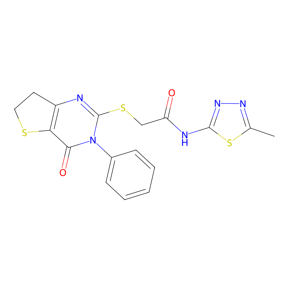 N-(5-methyl-1,3,4-thiadiazol-2-yl)-2-((4-oxo-3-phenyl-3,4,6,7-tetrahydrothieno[3,2-d]pyrimidin-2-yl)thio)acetamide molecular structure, CAS 686770-18-3